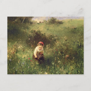 Carte Postale Une jeune fille dans un champ