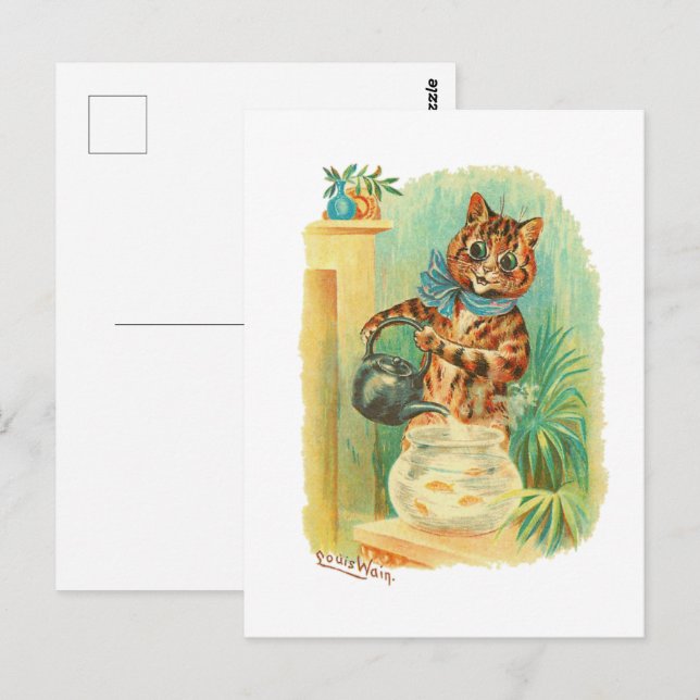 Carte Postale Une jolie Bouteille de Poisson Louis Wain Cats (Devant / Derrière)
