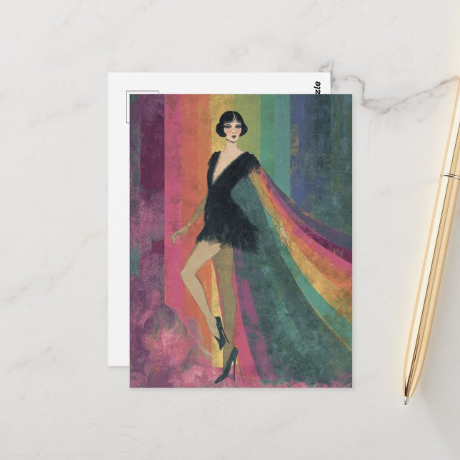 Carte Postale Une jolie femme au volant d'un Rainbow Cape (Devant/Arrière en situation)