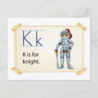 Carte Postale Une lettre K pour chevalier