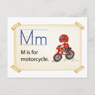 Carte Postale Une lettre M pour moto