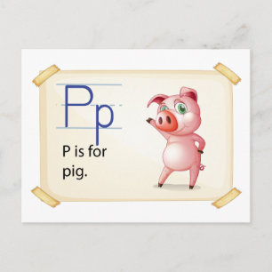 Carte Postale Une lettre P pour le porc