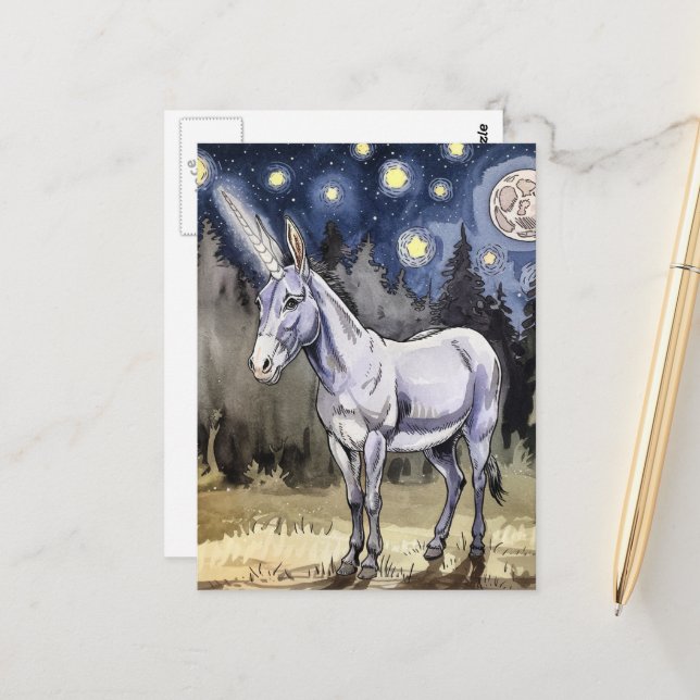 Carte Postale Une licorne d'âne très douce (Devant/Arrière en situation)