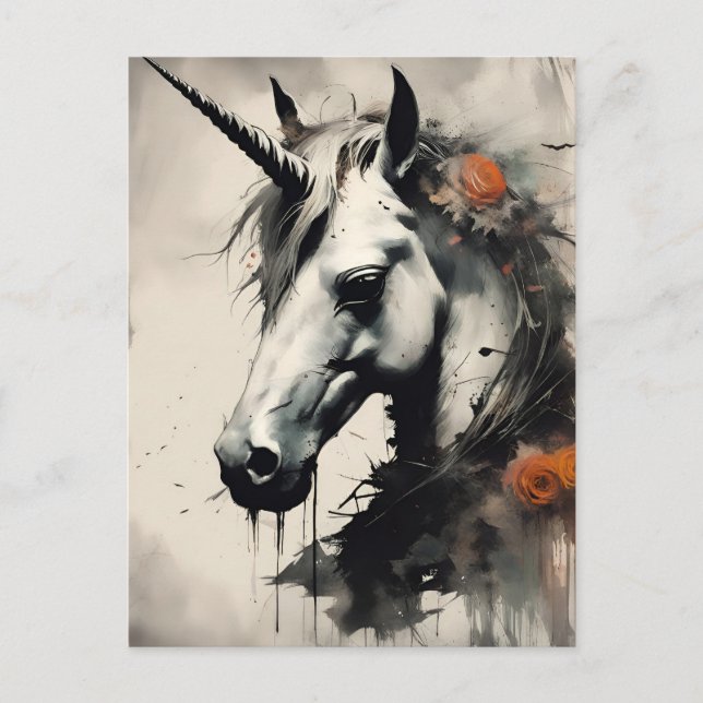Carte Postale Une licorne d'Halloween (Devant)