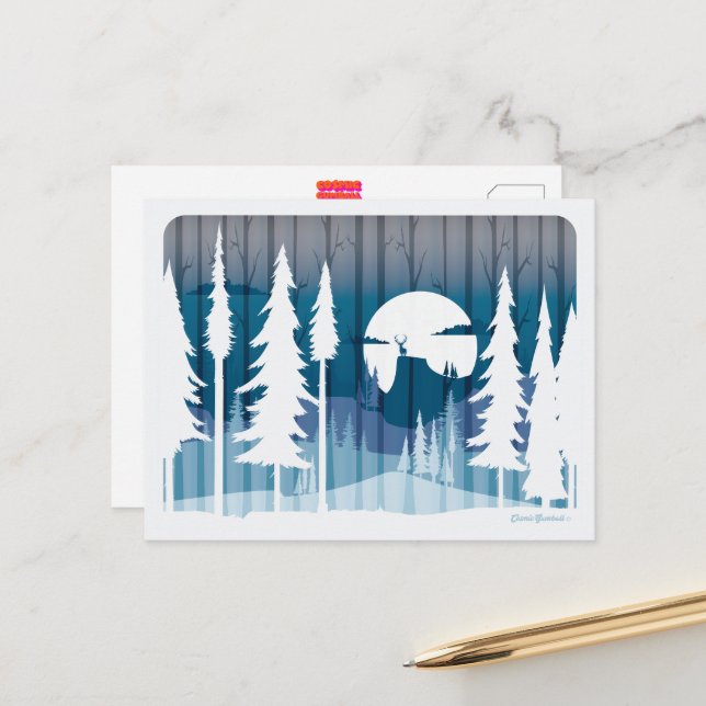 Carte Postale Une longue nuit d'hiver dans la forêt oubliée - (Devant/Arrière en situation)