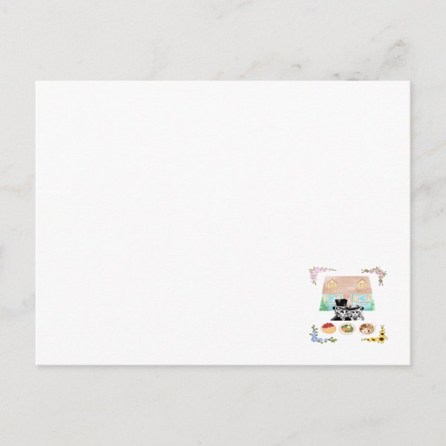 Carte Postale Une maison, deux chats, trois repas, quatre saison (Devant)