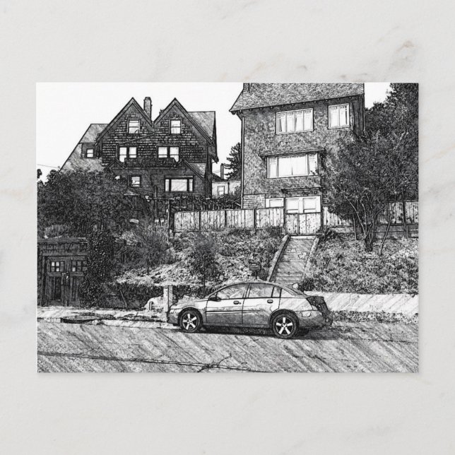 Carte Postale Une maison en bois dans les collines de Berkeley (Devant)