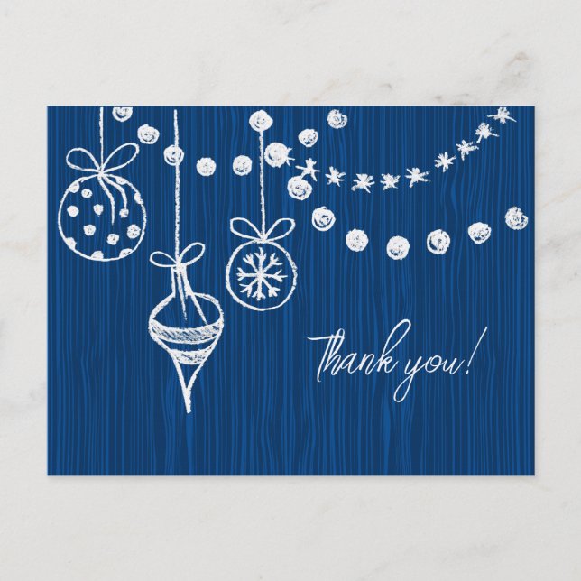 Carte Postale Une Marque Blanche Mariage De Noël Sur Bleu (Devant)