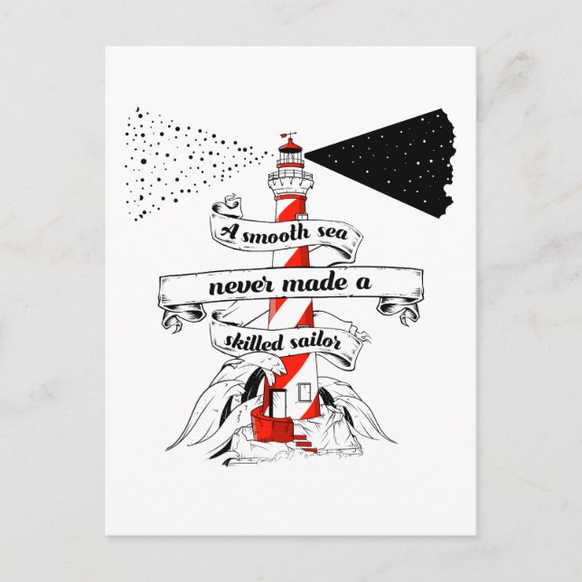 Carte Postale Une mer lisse jamais fait un phare de voile habile (Devant)