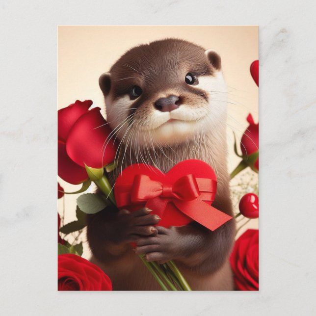 Carte Postale Une mignonne louette de Saint-Valentin (Devant)