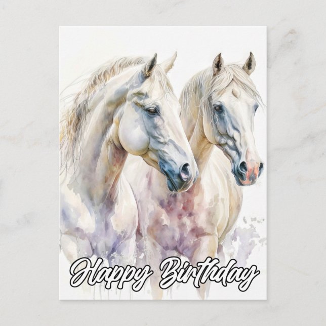 Carte Postale Une Paire De Beaux Chevaux Illustration (Devant)