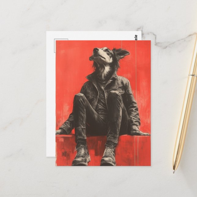 Carte Postale Une partie amusante Chien partie humain dans le De (Devant/Arrière en situation)