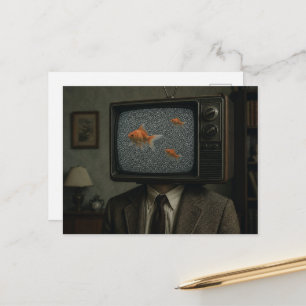 Carte Postale Une personne de télévision au poisson rouge