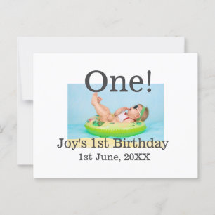 Carte Postale Une photo de premier anniversaire moderne ajouter 