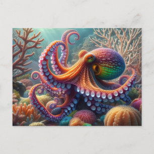 Carte Postale Une pieuvre colorée