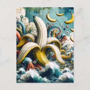 Carte Postale Une pieuvre Surréelle De Banane Colorée