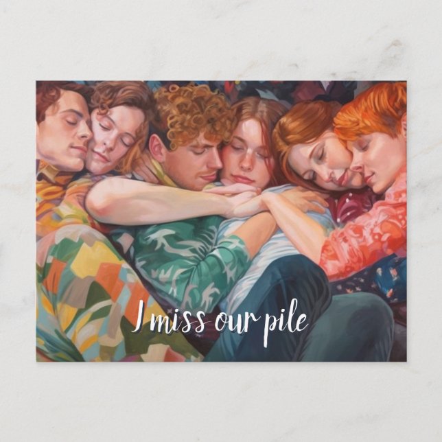 Carte Postale Une pile de chiot en polypyjama (Devant)