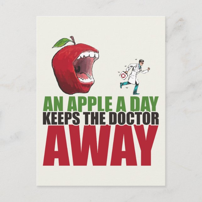 Carte Postale Une Pomme par jour garde le docteur loin drôle Pom (Devant)