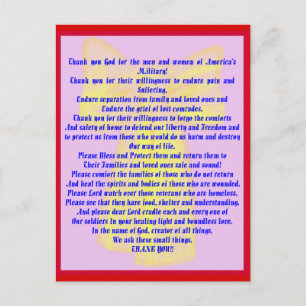 Carte Postale Une Prière Pour Nos Soldats