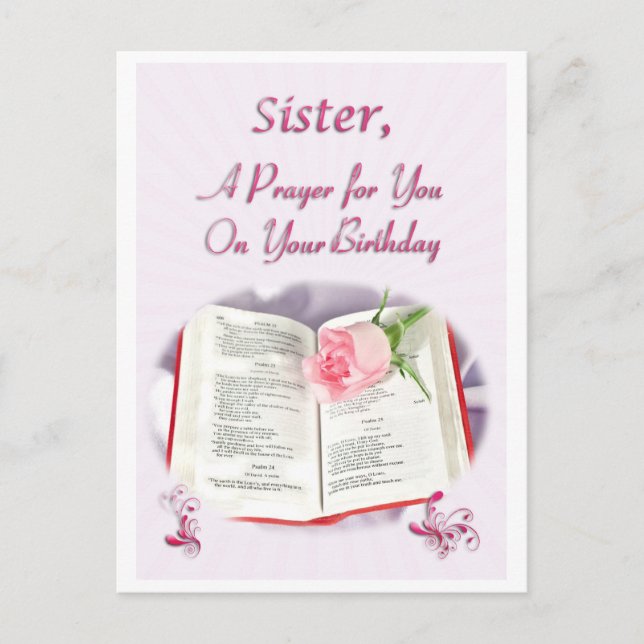 Carte Postale Une prière pour une soeur à son anniversaire (Devant)