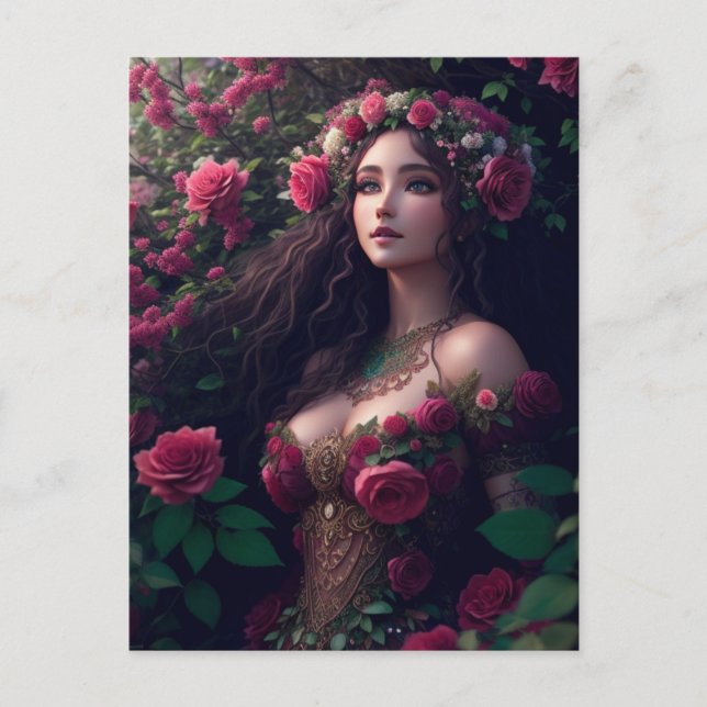 Carte Postale Une princesse aux rose (Devant)