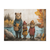 Une promenade d'automne avec la famille ours au bo