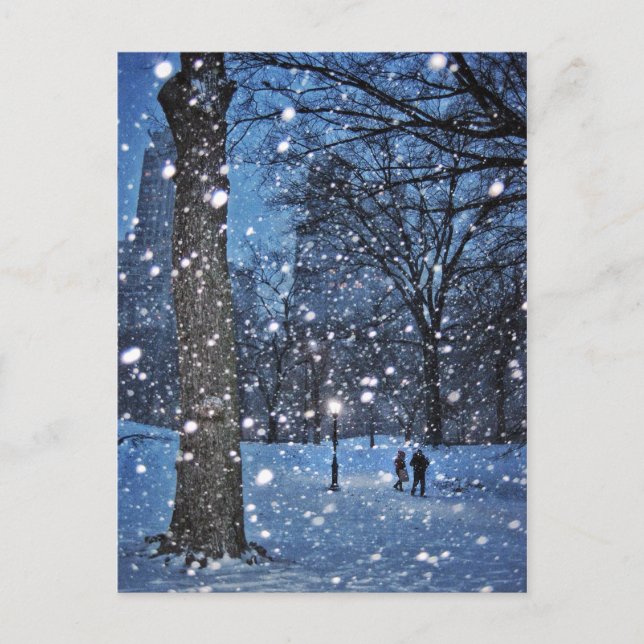 Carte Postale Une Promenade Nocturne À Travers La Neige D'Hiver (Devant)