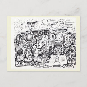 Carte Postale Une promenade nocturne vers la maison