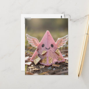 Carte Postale Une pyramide rose volante Kawaii