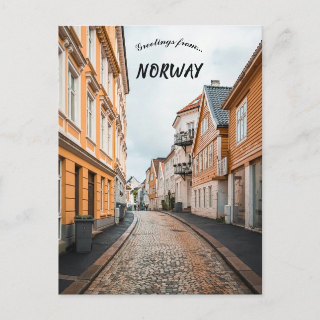 Carte Postale Une rue à Bergen Norvège (Devant)