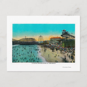 Carte Postale Une scène de baignade typique à Long Beach