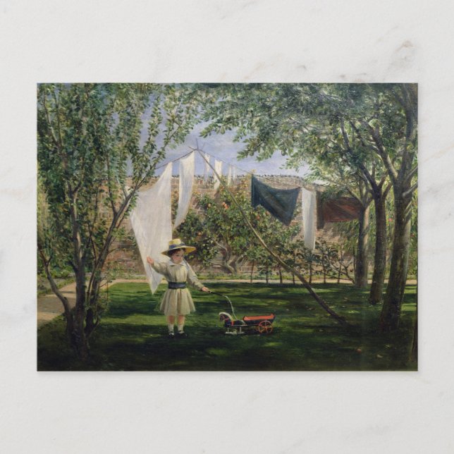 Carte Postale Une scène de jardin, avec un garçon (Devant)