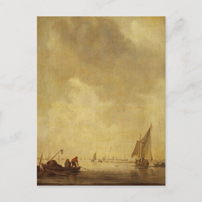 Carte Postale Une scène de rivière, avec des pêcheurs sur un fil (Devant)