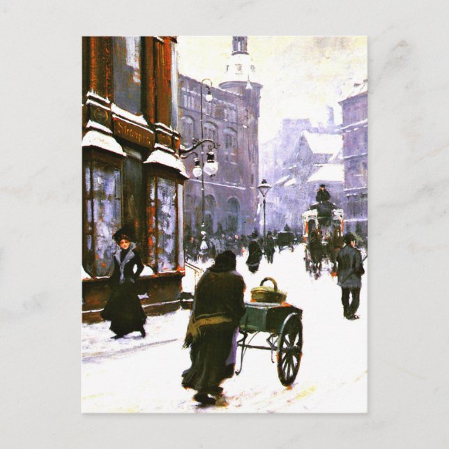Carte Postale Une scène de rue en hiver, Copenhague (Devant)