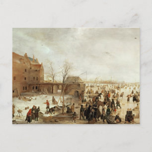 Carte Postale Une scène sur la glace près d'une ville, vers 1615