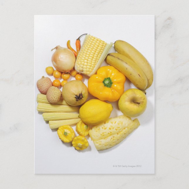 Carte Postale Une sélection des fruits et des légumes jaunes (Devant)