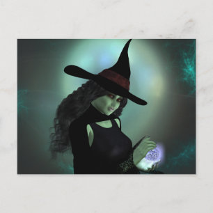Carte Postale Une sorcière méchante qui fait un sort