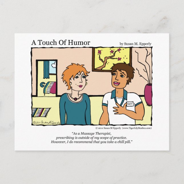 Carte Postale "Une touche d'Humour" Chill Pill Massage Comique (Devant)