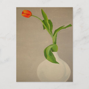 Carte Postale Une Tulipe Rouge Dans Un Vase Blanc