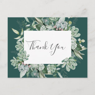 Carte Postale Une verdure succulente   Merci Mariage vert foncé