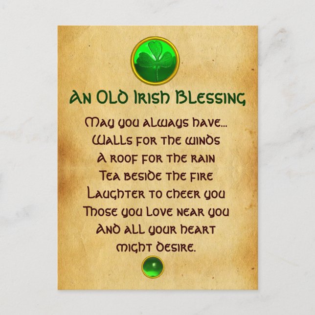 Carte Postale Une Vielle Bénédiction Irlandaise Pour Le Parchemi (Devant)
