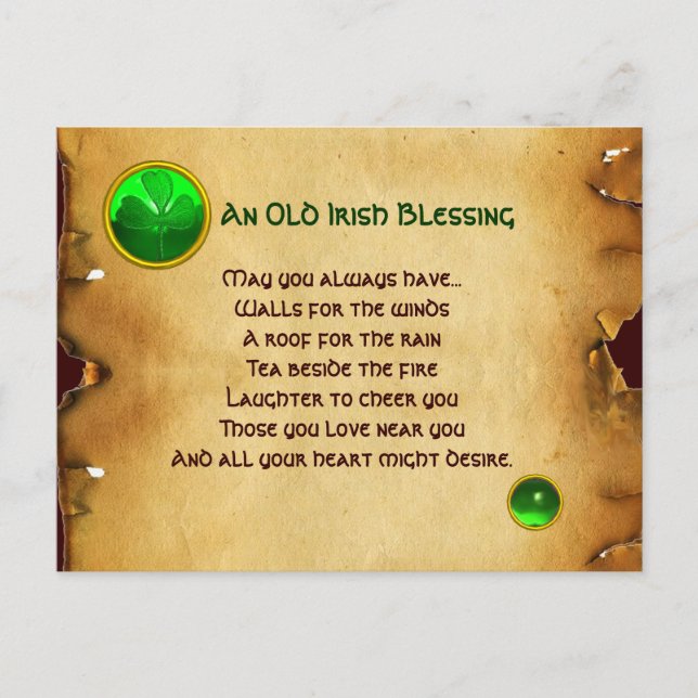Carte Postale Une Vielle Bénédiction Irlandaise Pour Le Parchemi (Devant)