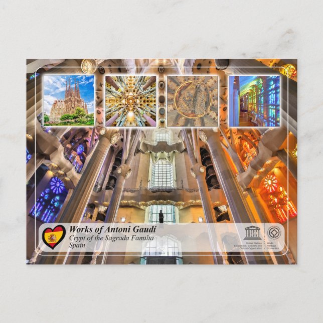 Carte Postale UNESCO - Antoni Gaudí - Sagrada Família - Crypte (Devant)