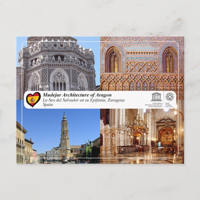 Carte Postale UNESCO Cathédrale du Sauveur de Saragosse (La Seo) (Devant)