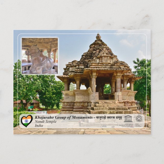 Carte Postale UNESCO Khajuraho Groupe de Monuments - Nandi Templ (Devant)