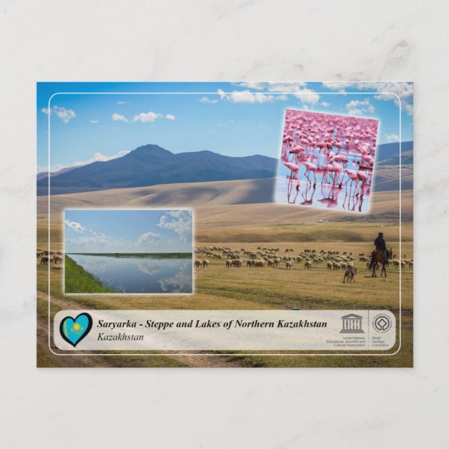Carte Postale UNESCO - Saryarka - Steppe et lacs du Kazakhstan (Devant)