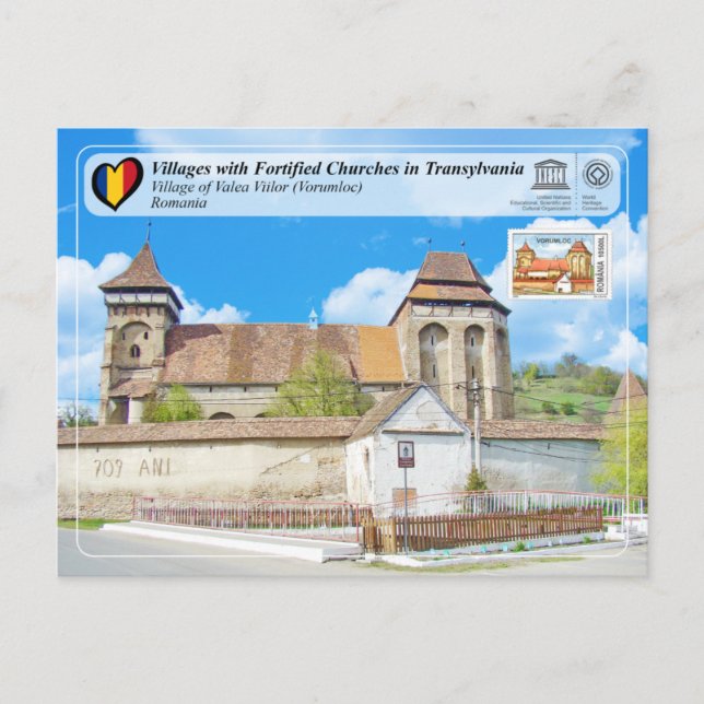 Carte Postale UNESCO - Village de Valea Viilor (Édition Timbre)  (Devant)