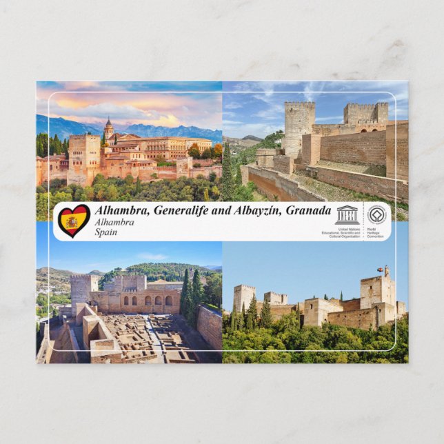 Carte Postale UNESCO WHS - Alhambra, Grenade (Devant)