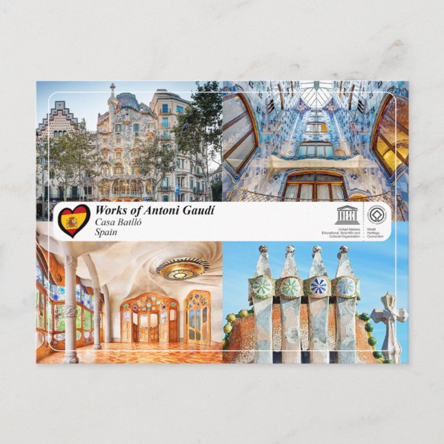 Carte Postale UNESCO WHS - Antoni Gaudí - Casa Batlló (Devant)