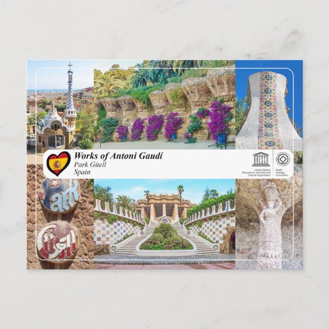 Carte Postale UNESCO WHS - Antoni Gaudí - Parc Güell (Devant)